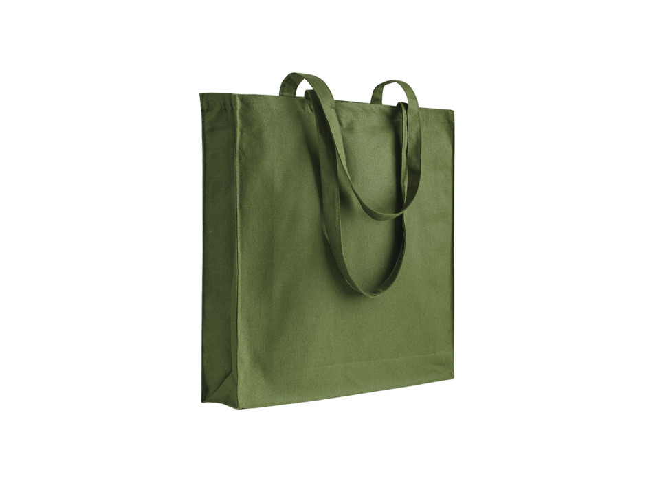 Shopper con soffietto in cotone 220 g/m2, manici lunghi Gheddi