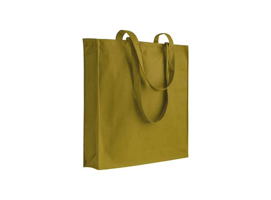 Shopper con soffietto in cotone 220 g/m2, manici lunghi