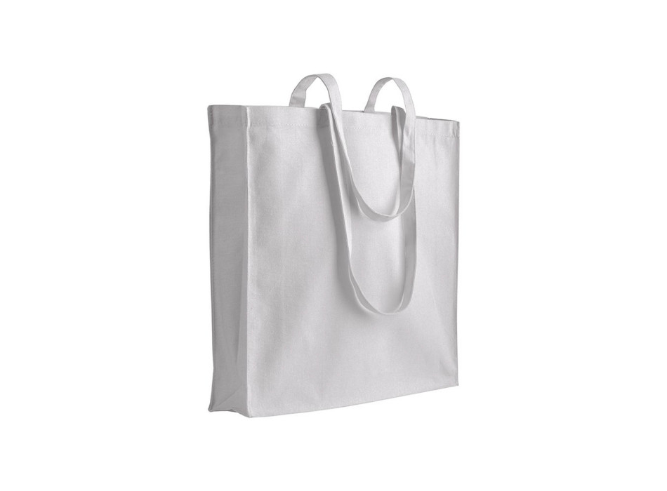 Shopper con soffietto in cotone 220 g/m2, manici lunghi e chiusura con zip