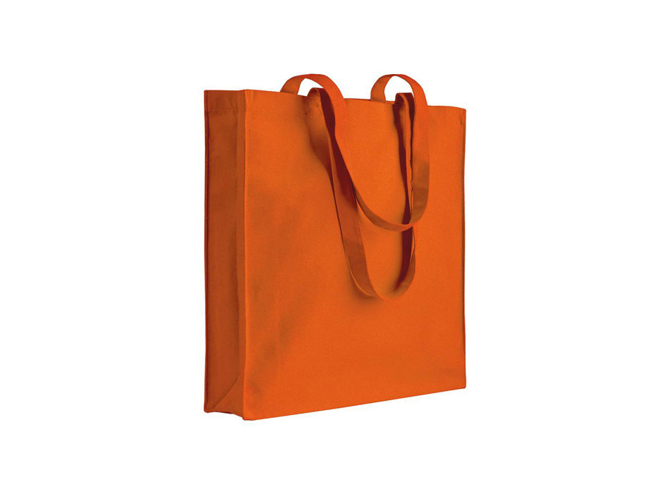 Shopper con soffietto in cotone 220 g/m2, manici lunghi e chiusura con zip