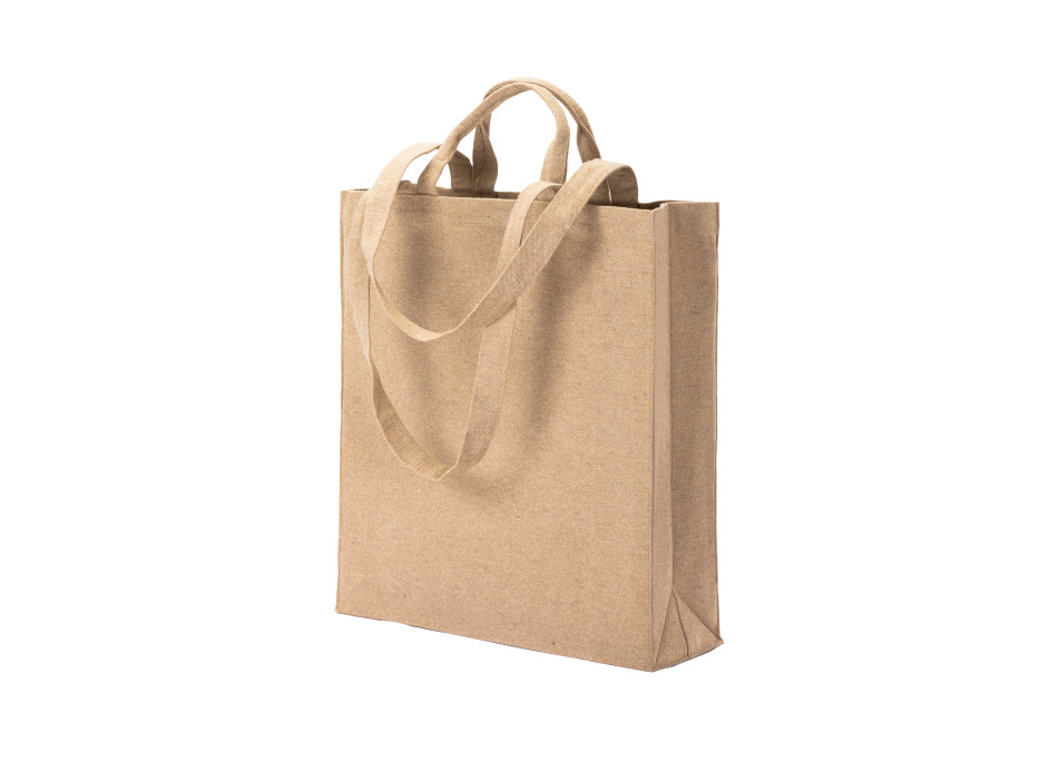 Shopper con soffietto in cotone riciclato  280 g/m2, con doppi manici. Gheddi