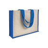 Shopper con soffietto in juta e canvas