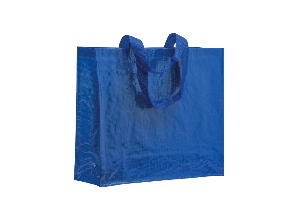 Shopper con soffietto in PP laminato 120 g/m2, manici lunghi a nastro