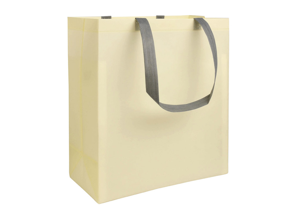 Shopper con soffietto in TNT laminato 100 g/m2 termosaldato, manici corti Gheddi