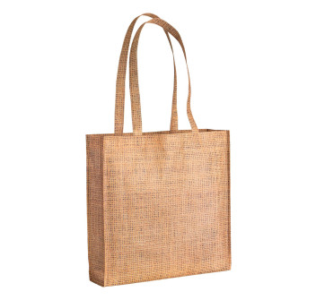 Shopper con soffietto in TNT stampato con effetto juta