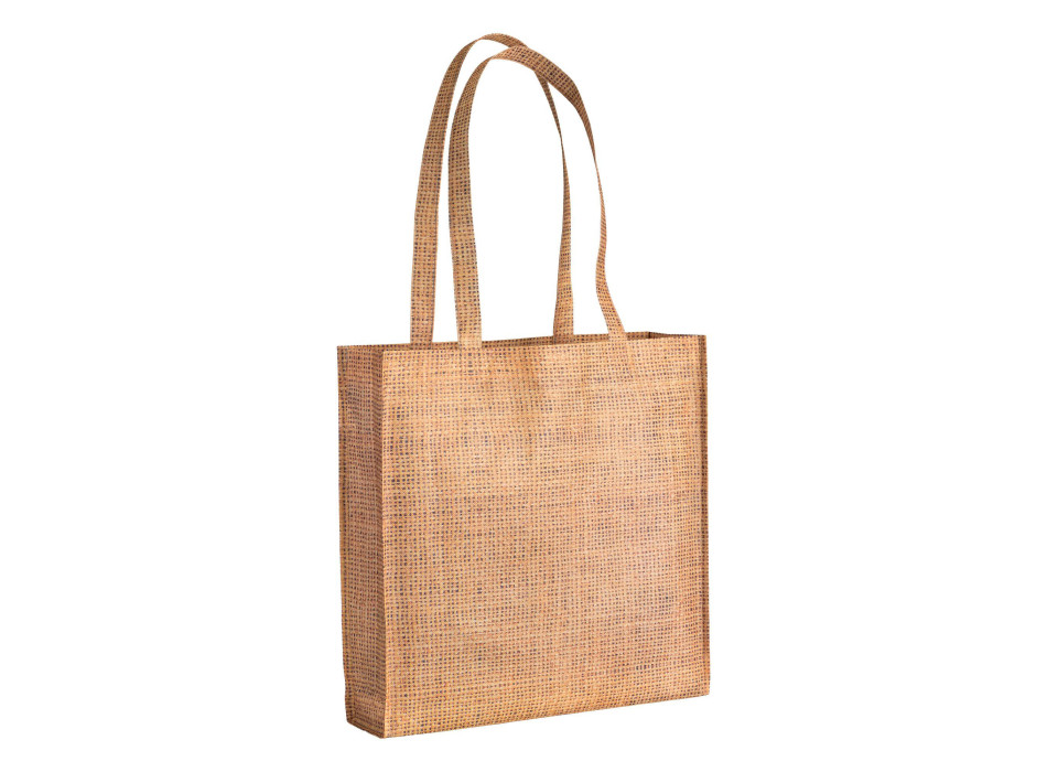 Shopper con soffietto in TNT stampato con effetto juta