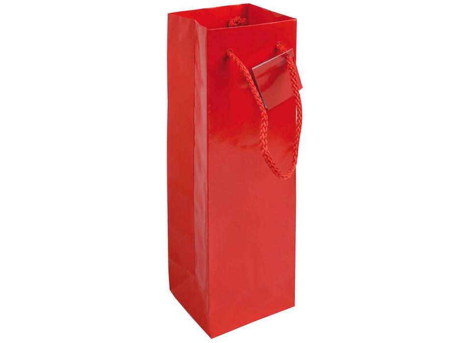 Shopper con soffietto porta bottiglia in carta laminata 157 g/m2 con rinforzo alla base