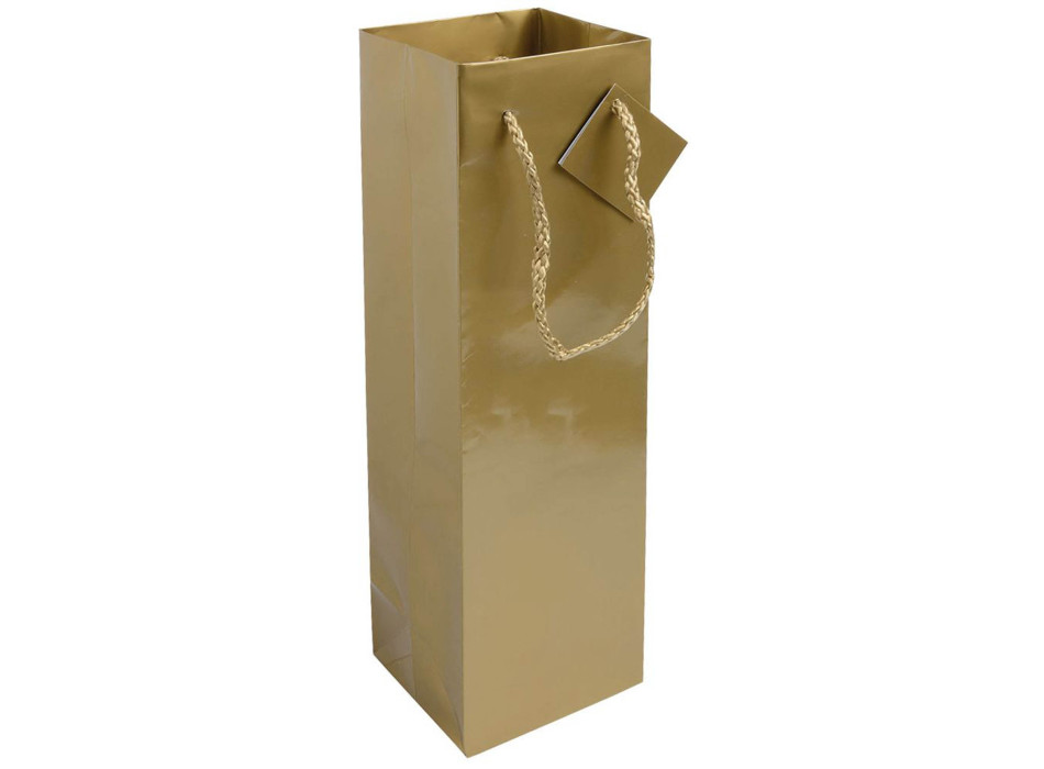 Shopper con soffietto porta bottiglia in carta laminata 157 g/m2 con rinforzo alla base