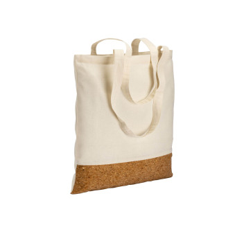 Shopper in cotone 135 g/m2,   base in sughero, manici lunghi