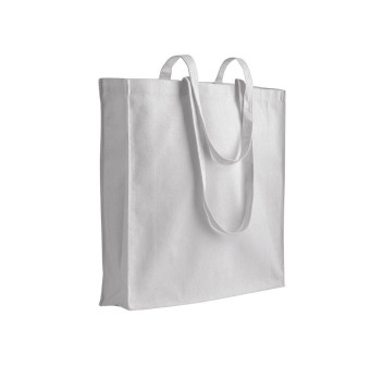 Shopper in cotone 180 g/m2, manici lunghi e soffietto