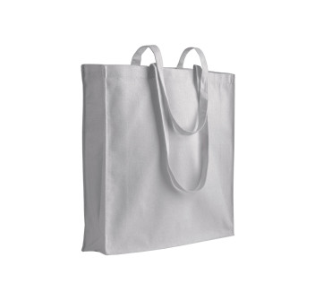 Shopper in cotone 180 g/m2, manici lunghi e soffietto