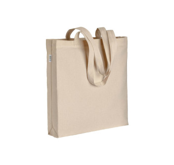 Shopper in cotone biologico 220 g/m2, manici lunghi e soffietto