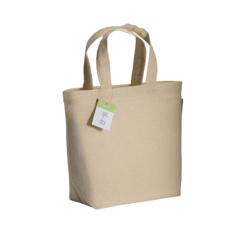 Shopper in cotone biologico con manici lunghi e soffietto alla base