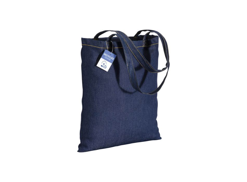 Shopper in cotone denim riciclato 180 gr/m2, manici lunghi