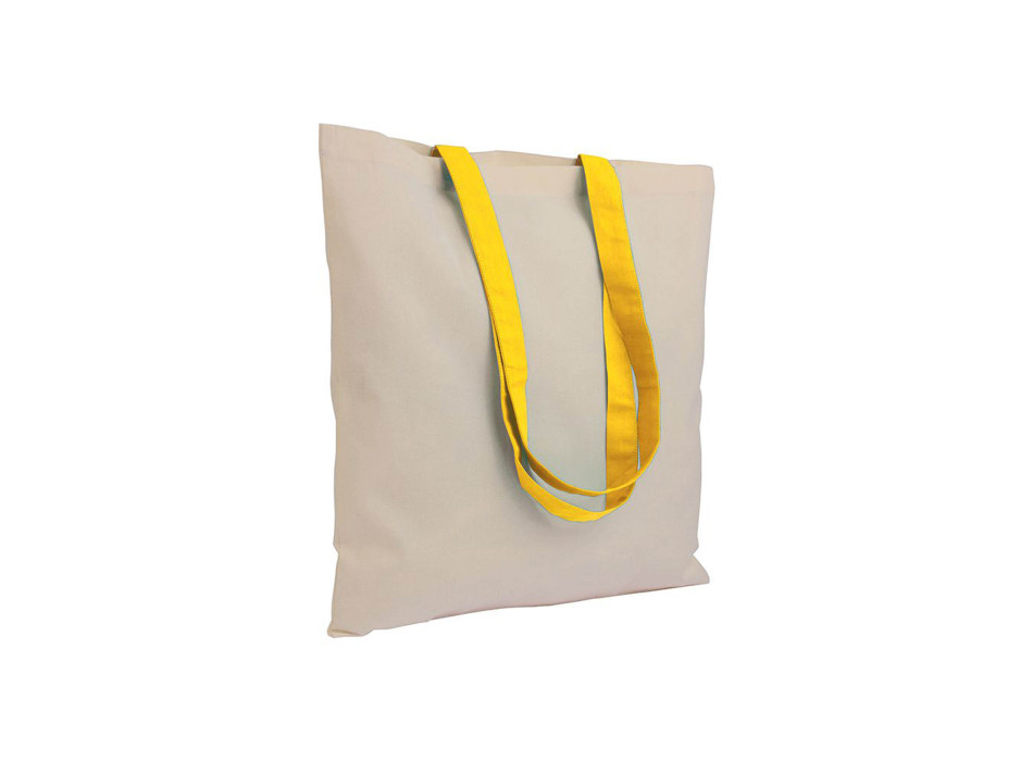 Shopper in cotone naturale 135 g/m2, manici lunghi colorati