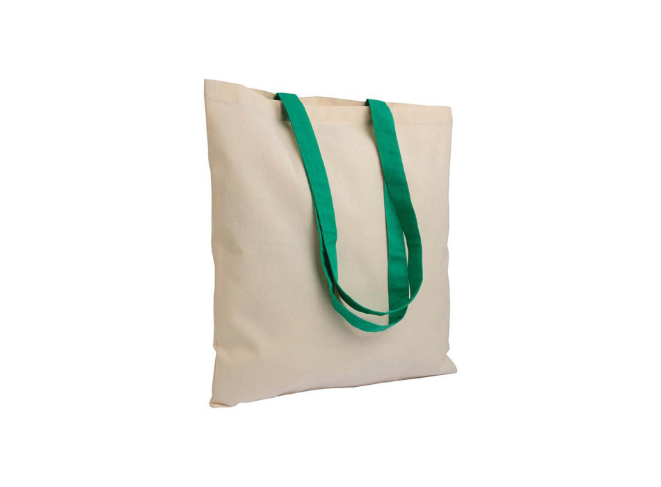 Shopper in cotone naturale 135 g/m2, manici lunghi colorati