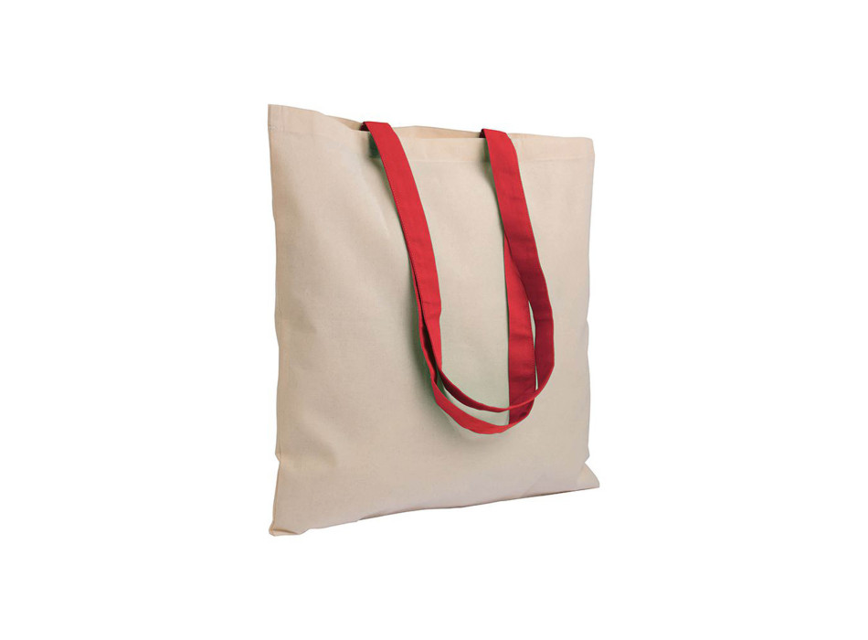 Shopper in cotone naturale 135 g/m2, manici lunghi colorati