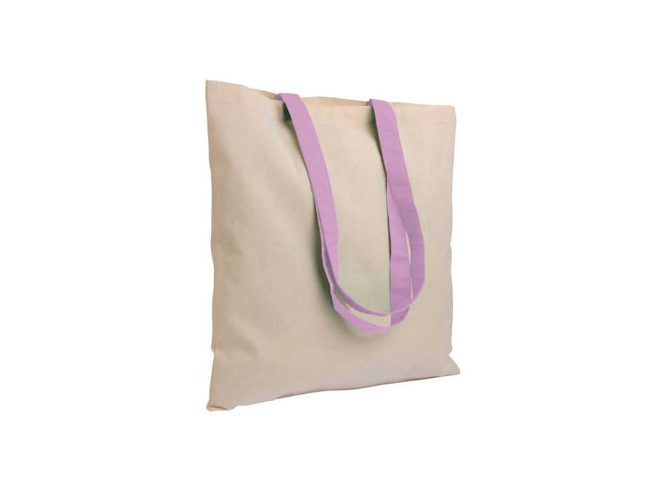 Shopper in cotone naturale 135 g/m2, manici lunghi colorati