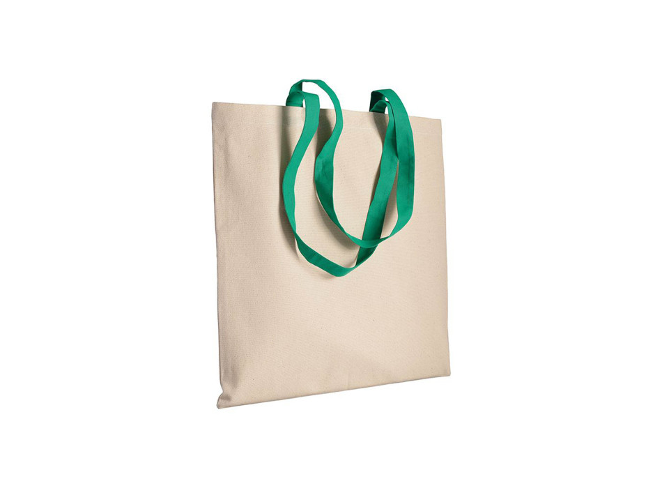 Shopper in cotone naturale 220 g/m2, manici lunghi colorati
