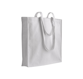 Shopper in cotone pesante, manici lunghi e soffietto