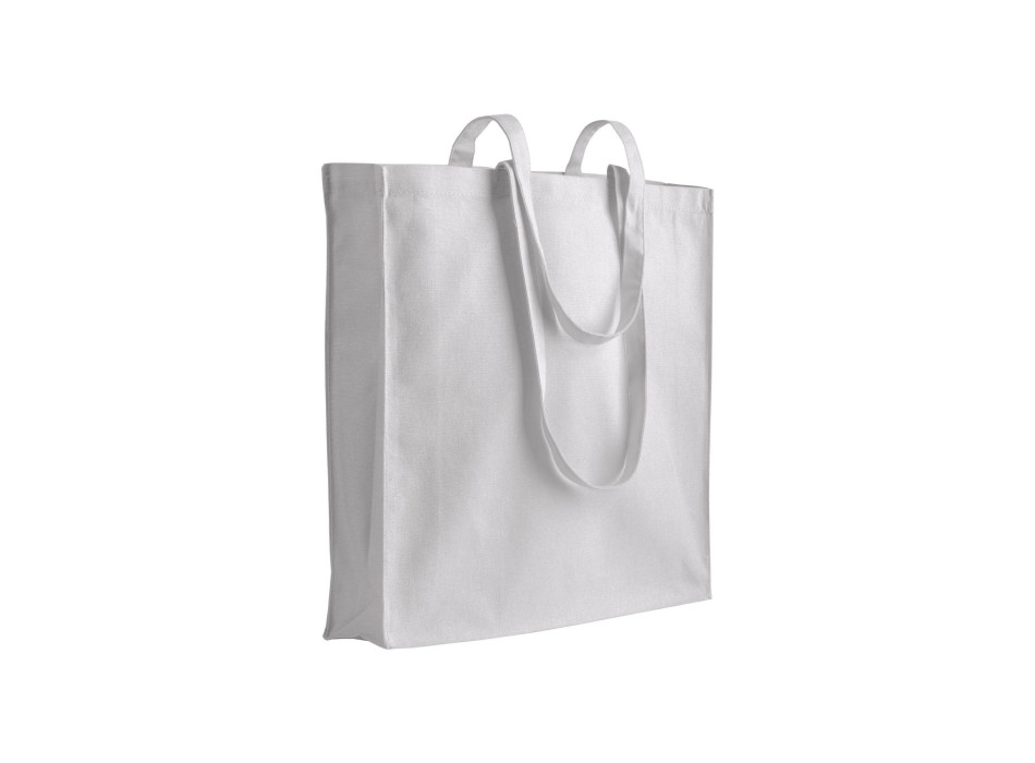 Shopper in cotone/poliestere riciclato 180 g/m2, manici lunghi e soffietto