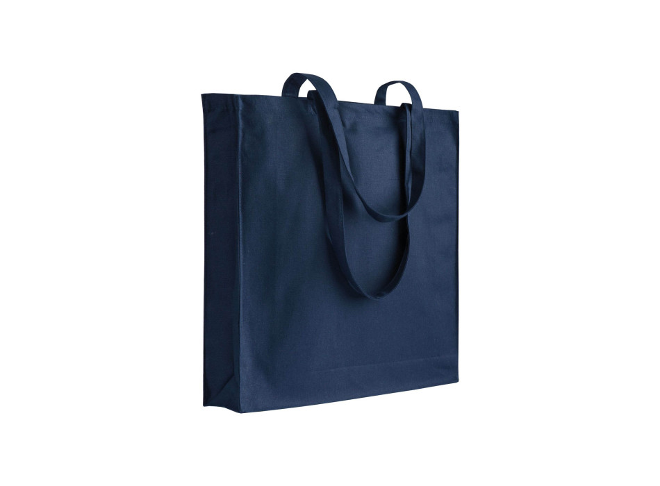 Shopper in cotone/poliestere riciclato 180 g/m2, manici lunghi e soffietto