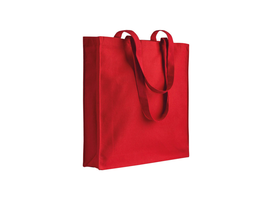 Shopper in cotone/poliestere riciclato 180 g/m2, manici lunghi e soffietto