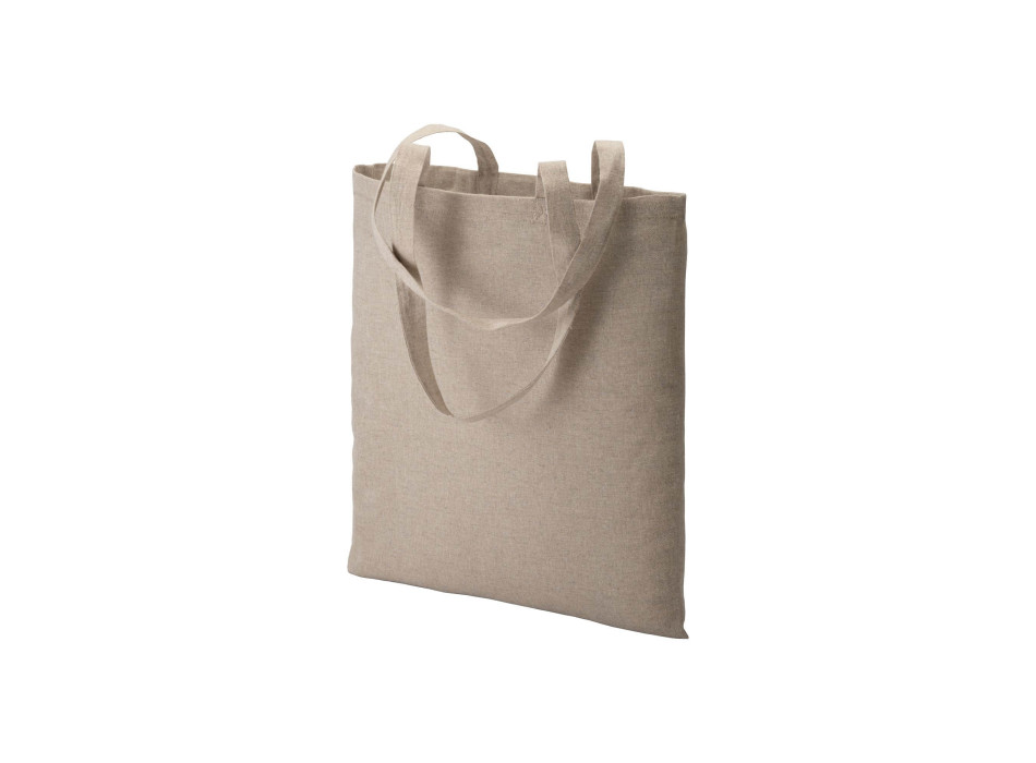 Shopper in cotone riciclato 150 g/m2 effetto melange, manici lunghi