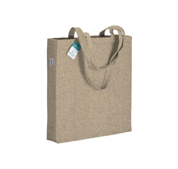 Shopper in cotone riciclato 280 g/m2, manici lunghi e soffietto