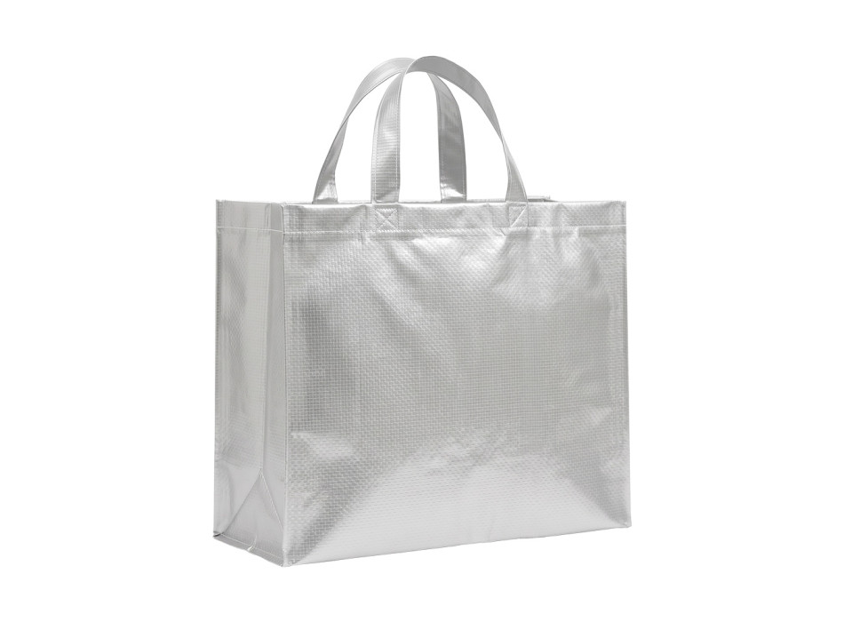 Shopper in PP  riciclato laminato 120g/m2, manici corti e soffietto Gheddi