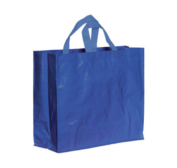 Shopper in PP  riciclato laminato 120g/m2, manici corti e soffietto