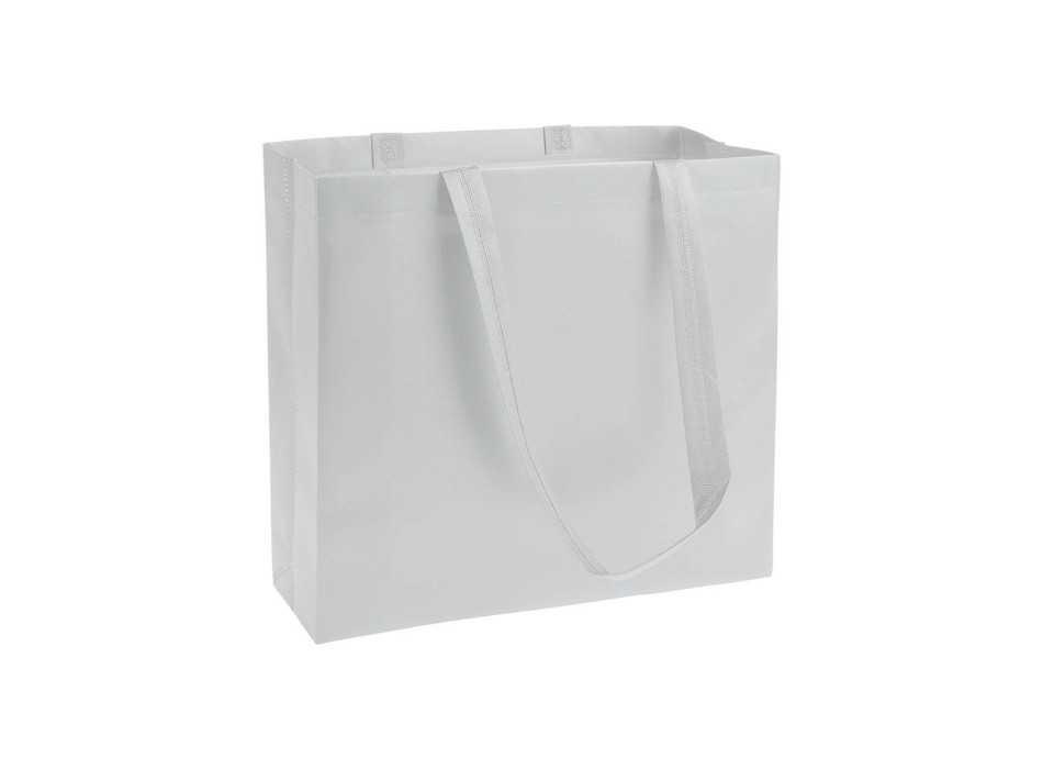 Shopper in TNT laminato, manici lunghi e soffietto