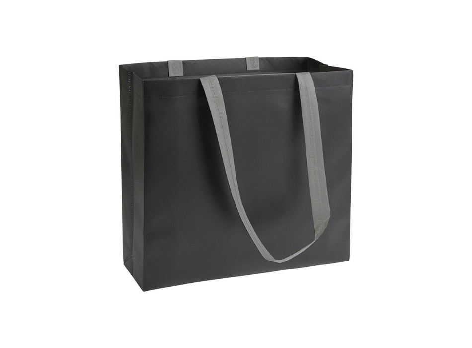 Shopper in TNT laminato, manici lunghi e soffietto