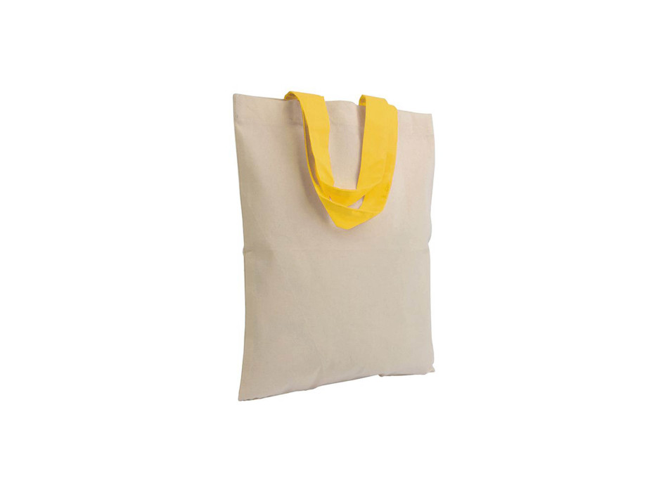 Shopper mini in cotone naturale 135 g/m2, manici corti colorati