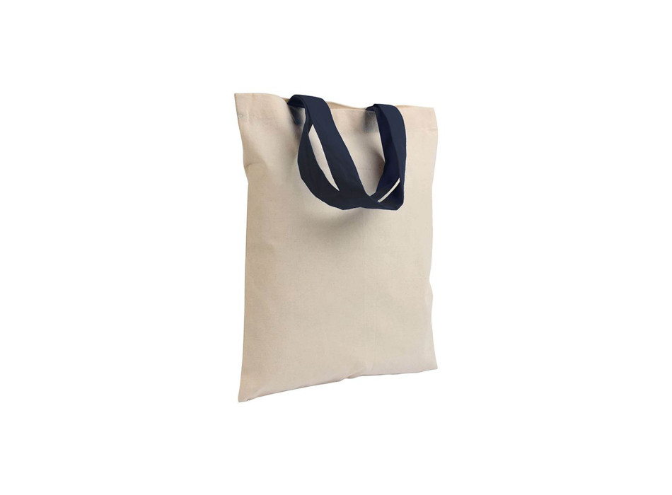 Shopper mini in cotone naturale 135 g/m2, manici corti colorati