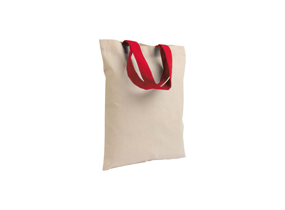 Shopper mini in cotone naturale 135 g/m2, manici corti colorati