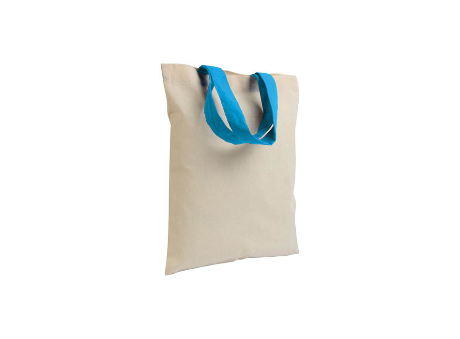Shopper mini in cotone naturale 135 g/m2, manici corti colorati