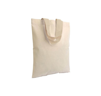 Shopper mini in cotone naturale 135 g/m2, manici corti colorati