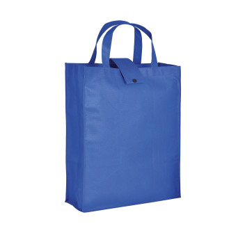 Shopper  ripiegabile con soffietto in TNT 80g/m2 cucito, manici corti Gheddi