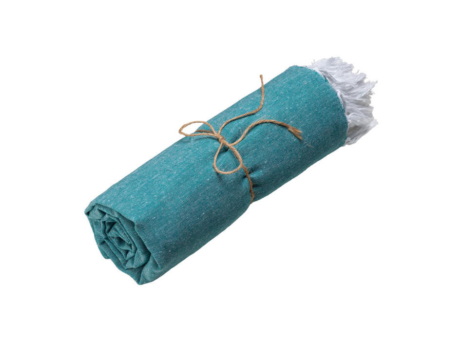 Telo mare in cotone riciclato 150 g/m2. Effetto melange e frange Gheddi