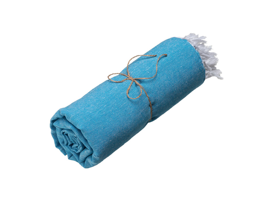 Telo mare in cotone riciclato 150 g/m2. Effetto melange e frange Gheddi