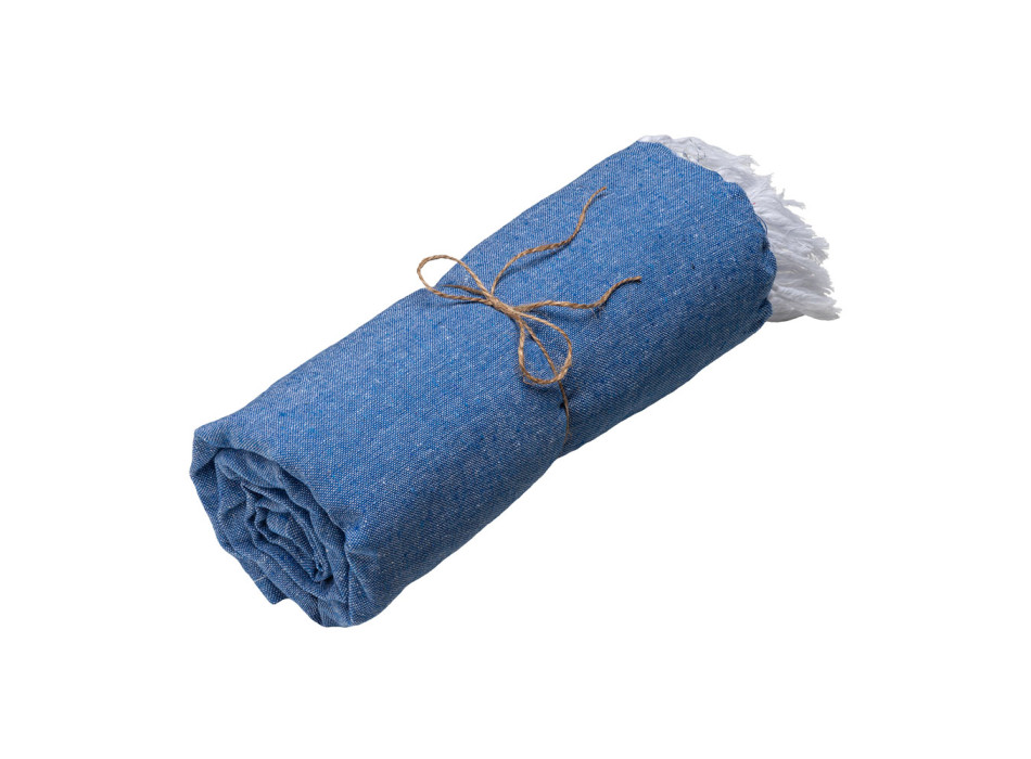 Telo mare in cotone riciclato 150 g/m2. Effetto melange e frange Gheddi