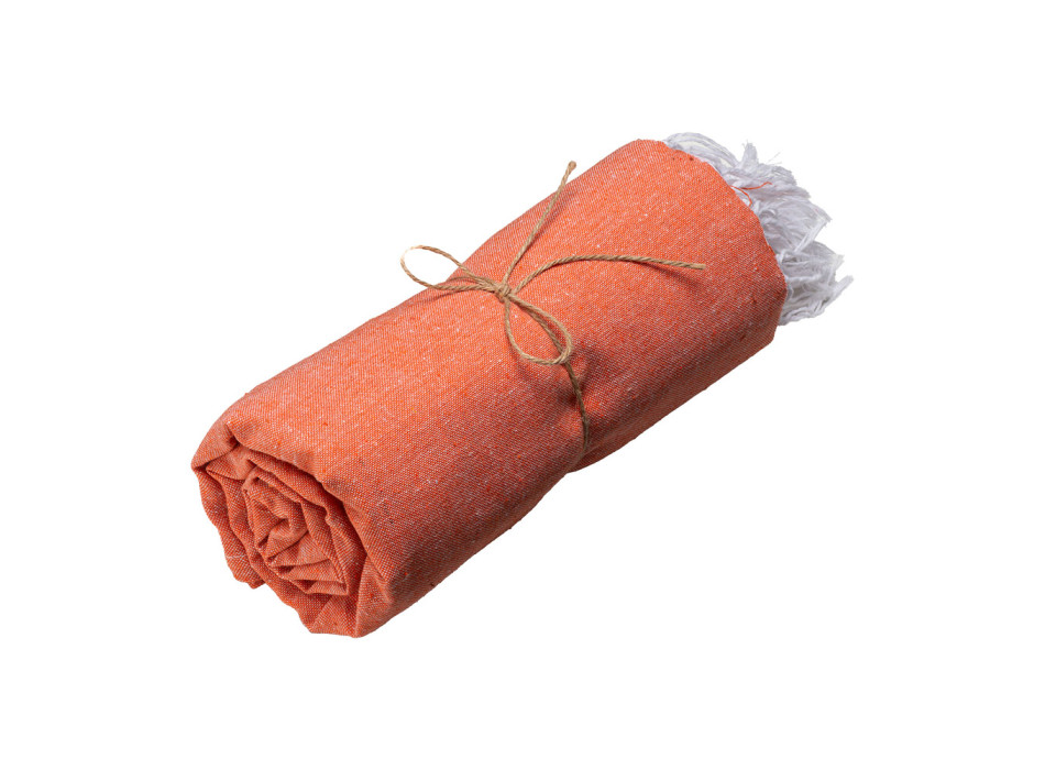 Telo mare in cotone riciclato 150 g/m2. Effetto melange e frange Gheddi