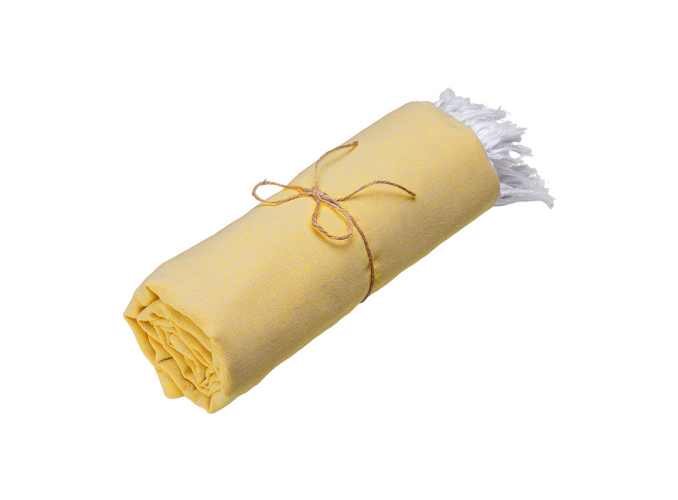 Telo mare in cotone riciclato 150 g/m2. Effetto melange e frange Gheddi