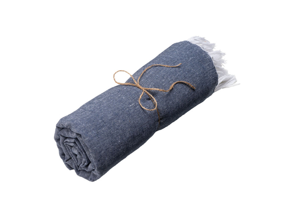 Telo mare in cotone riciclato 150 g/m2. Effetto melange e frange Gheddi