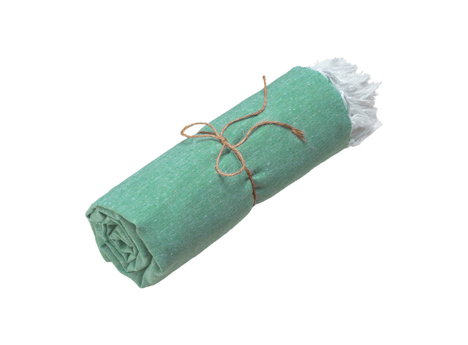 Telo mare in cotone riciclato 150 g/m2. Effetto melange e frange Gheddi