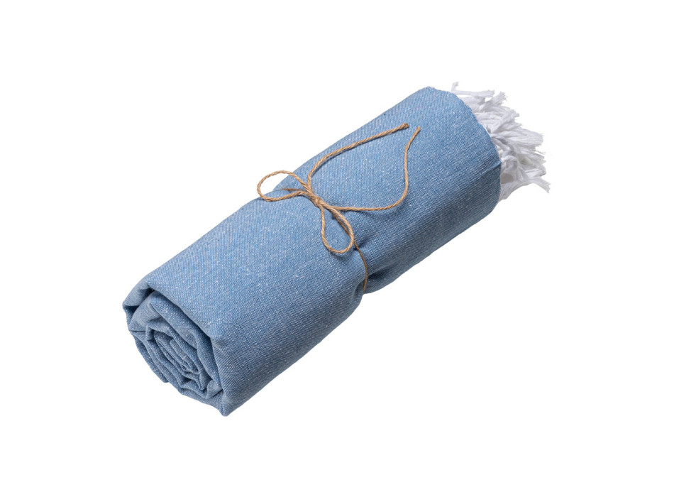 Telo mare in cotone riciclato 150 g/m2. Effetto melange e frange Gheddi