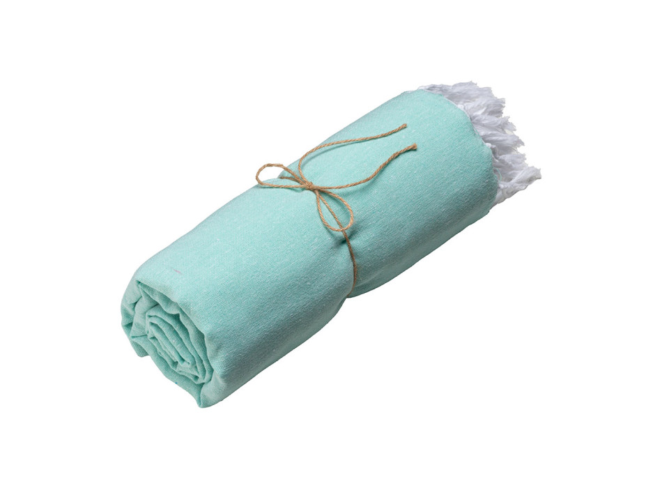 Telo mare in cotone riciclato 150 g/m2. Effetto melange e frange Gheddi