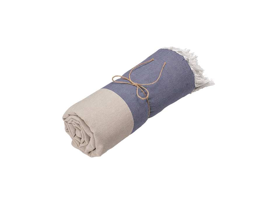Telo mare in cotone riciclato 180 g/m2. Effetto melange e frange Gheddi
