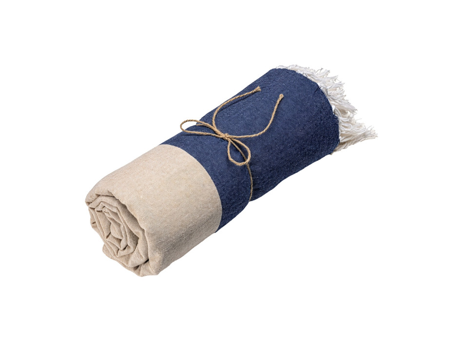 Telo mare in cotone riciclato 180 g/m2. Effetto melange e frange Gheddi